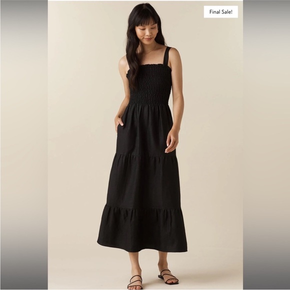 VETTA Dresses & Skirts - Vetta tiered smocked dress Black